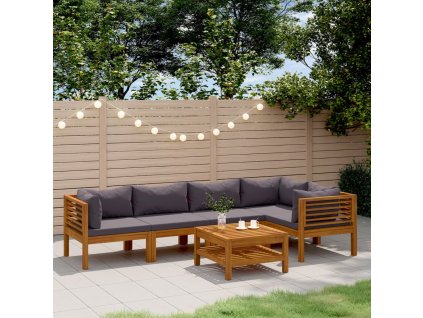 6dílná zahradní sedací souprava s poduškami masivní akácie 3086918