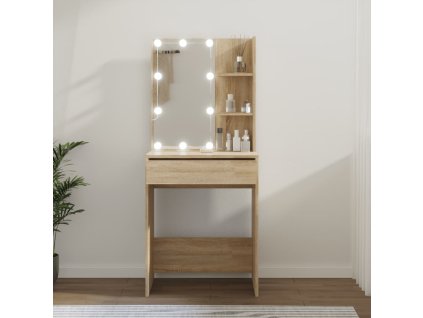 Toaletní stolek s LED dub sonoma 60 x 40 x 140 cm 808831