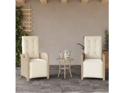 Polohovací zahradní křesla 2 ks s podnožkou béžová polyratan 365196