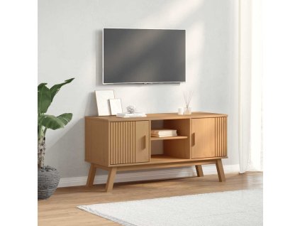 TV skříňka OLDEN hnědá 114 x 43 x 57 cm masivní borové dřevo 358600