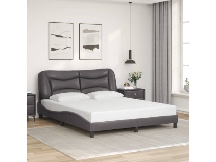 Rám postele bez matrace Hvar šedý 160x200 cm umělá kůže 3208012
