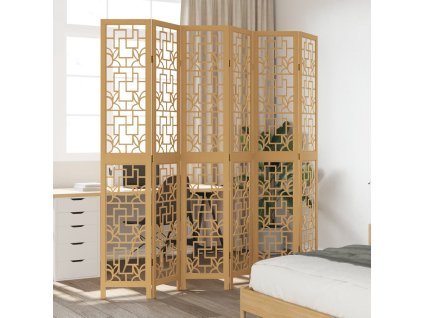 Paraván 6dílný hnědý masivní dřevo pavlovnie 358876