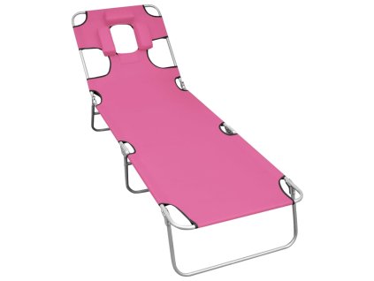 Skládací opalovací lehátko s podhlavníkem ocel fuchsiově růžové 310333