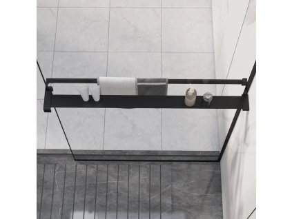 Police na stěnu průchozí sprchy černá 80 cm hliník 153615