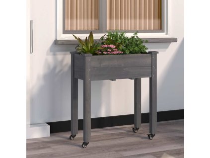 Truhlík na kolečkách s vložkou šedý 71x37x80 cm masivní jedle 3157825