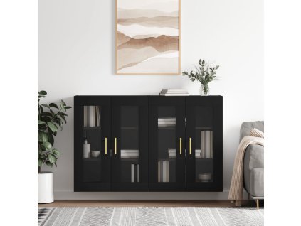 Nástěnné skříňky 2 ks černé kompozitní dřevo 3197930