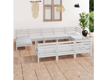 10dílná zahradní sedací souprava bílá masivní borovice 3083385