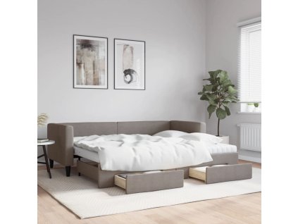 Válenda s přistýlkou a zásuvkami taupe 80 x 200 cm textil 3196630