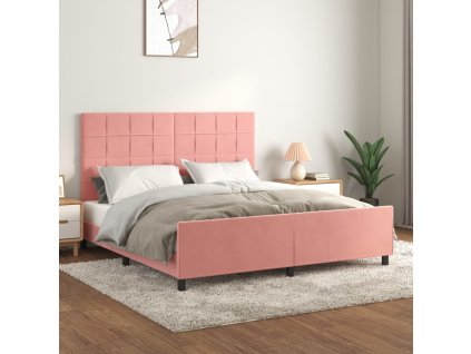 Rám postele s čelem růžový 160x200 cm samet 3125768