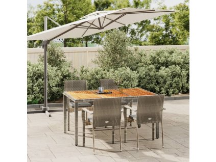 5dílný zahradní jídelní set s poduškami šedý polyratan 3184995