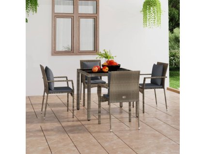 Zahradní židle s poduškami 4 ks polyratan šedé 319880