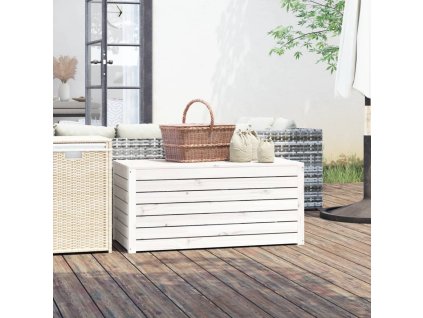 Zahradní box bílý 101 x 50,5 x 46,5 cm masivní borové dřevo 823949