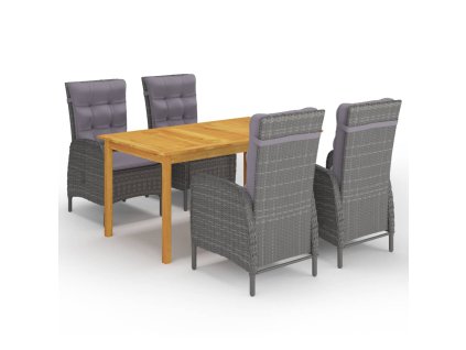 5dílný zahradní jídelní set šedý 3067773