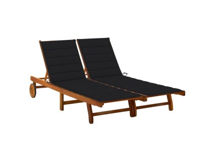 Zahradní lehátko pro 2 osoby s poduškami masivní akácie 3061381