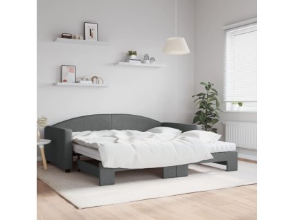 Válenda s přistýlkou a matracemi tmavě šedá 100 x 200 cm textil 3197212