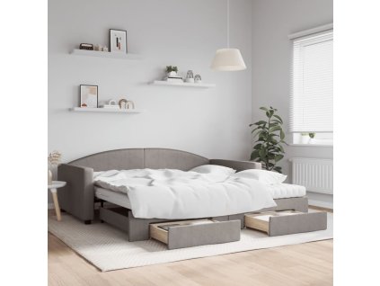 Válenda s přistýlkou a zásuvkami taupe 100 x 200 cm textil 3197250