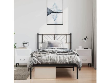 Kovový rám postele s čelem černý 100 x 200 cm 372174