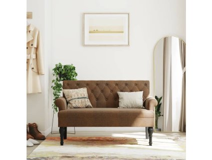 Lavice s opěradlem hnědá 120 x 62 x 75,5 cm umělá semišová kůže 372129
