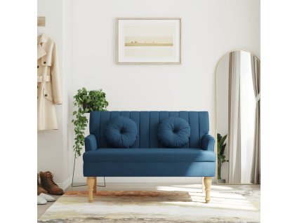 Lavice s polštáři modrá 113 x 64,5 x 75,5 cm textil 372136