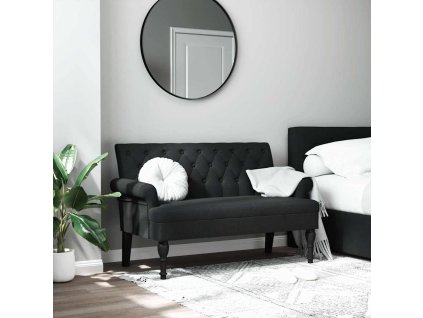 Lavice s opěradlem černá 120 x 62 x 75,5 cm látka 372122