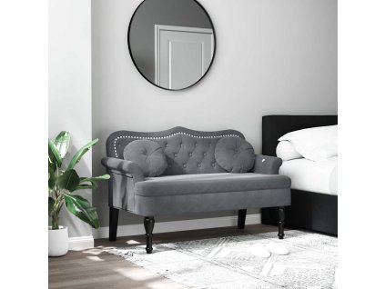 Lavice s polštáři tmavě šedá 120,5 x 65 x 75 cm samet 372141