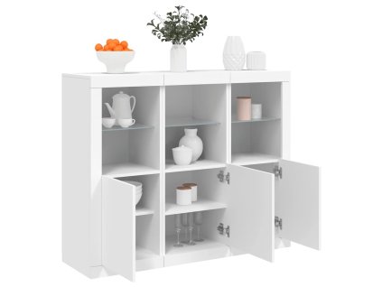 Příborníky s LED osvětlením 3 ks bílé kompozitní dřevo 3209100