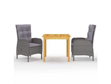 3dílný zahradní jídelní set šedý 3067679