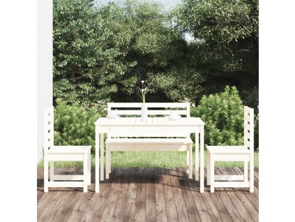 4dílný zahradní jídelní set bílý masivní borové dřevo 3154696