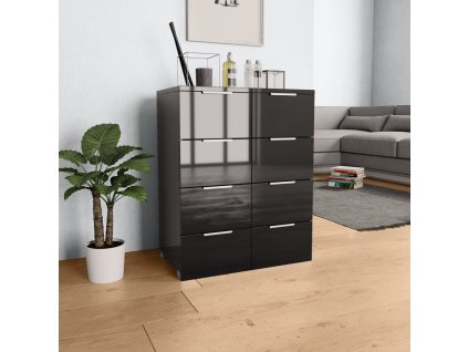 Příborník černý s vysokým leskem 60x35x80 cm kompozitní dřevo 283713