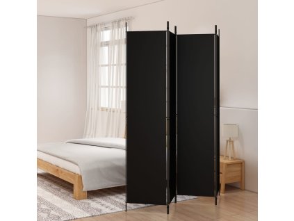 4dílný paraván černý 200x220 cm textil 350201