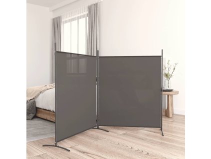 2dílný paraván antracitový 348 x 180 cm textil 350276