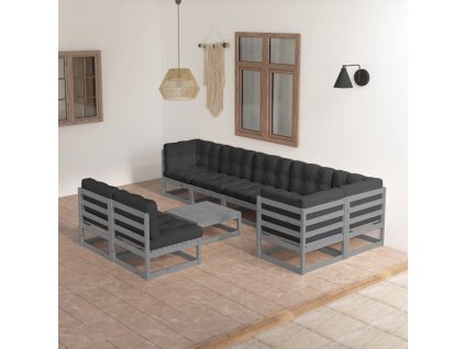 9dílná zahradní sedací souprava s poduškami masivní borovice 3076671