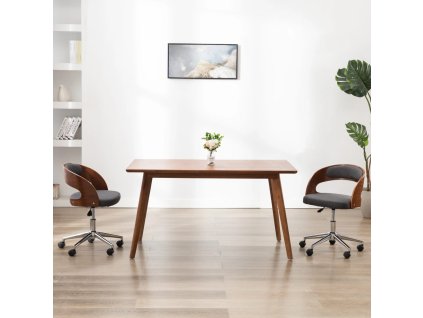 Otočná jídelní židle šedá ohýbané dřevo a textil 287425