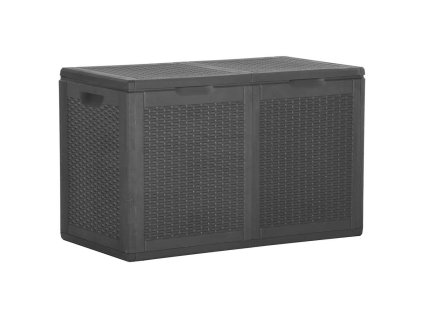 Zahradní úložný box 180 l černý PP ratan 151228