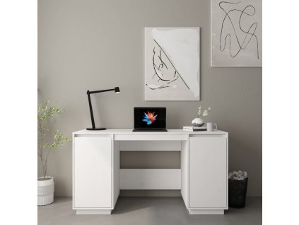 Psací stůl bílý 140 x 50 x 75 cm masivní borové dřevo 814325