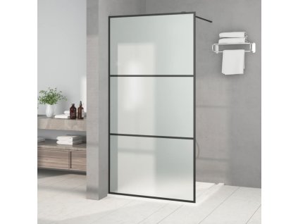 Sprchová zástěna walk-in černá 100 x 195 cm mléčné ESG sklo 152112