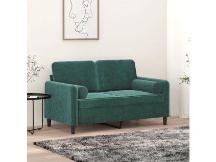 Dekorační polštáře 2 ks tmavě zelené Ø 15 x 50 cm samet 349511