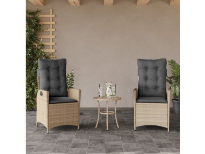 Polohovací zahradní křesla 2 ks a podušky mix béžové polyratan 365269