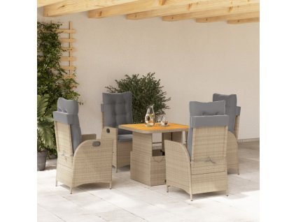 5dílný zahradní jídelní set s poduškami béžový polyratan 3277482