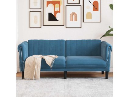 Pohovka 2místná modrá samet 372583