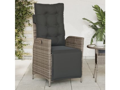 Polohovací zahradní křeslo s podnožkou šedé polyratan 365283