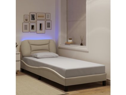 Rám postele s LED bez matrace Hvar Cream 80x200 cm Látka 3213667
