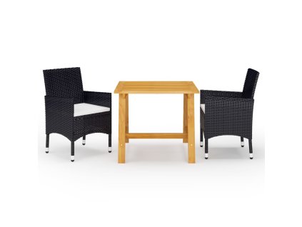 3dílný zahradní jídelní set s poduškami černý 3095890