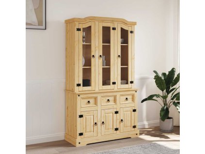 Kredenc Corona hnědý 112 x 43 x 196 cm masivní mexická borovice 355085