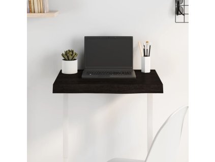 Stolní deska tmavě hnědá 60x40x(2-6)cm ošetřený masivní dub 3156409