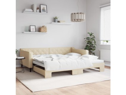 Válenda s přistýlkou krémová 100 x 200 cm textil 3197435