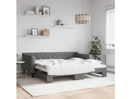 Válenda s přistýlkou tmavě šedá 90 x 190 cm textil 3197437