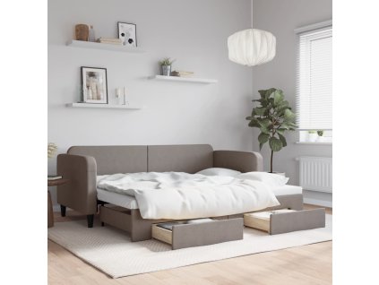 Válenda s přistýlkou a zásuvkami taupe 80 x 200 cm textil 3196850