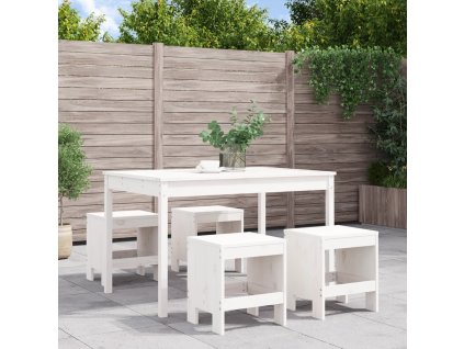5dílný zahradní jídelní set bílý masivní borové dřevo 3157716