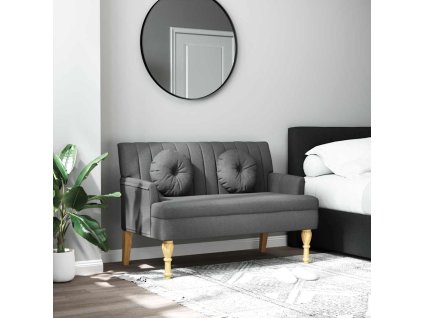 Lavice s polštáři tmavě šedá 113 x 64,5 x 75,5 cm textil 372131